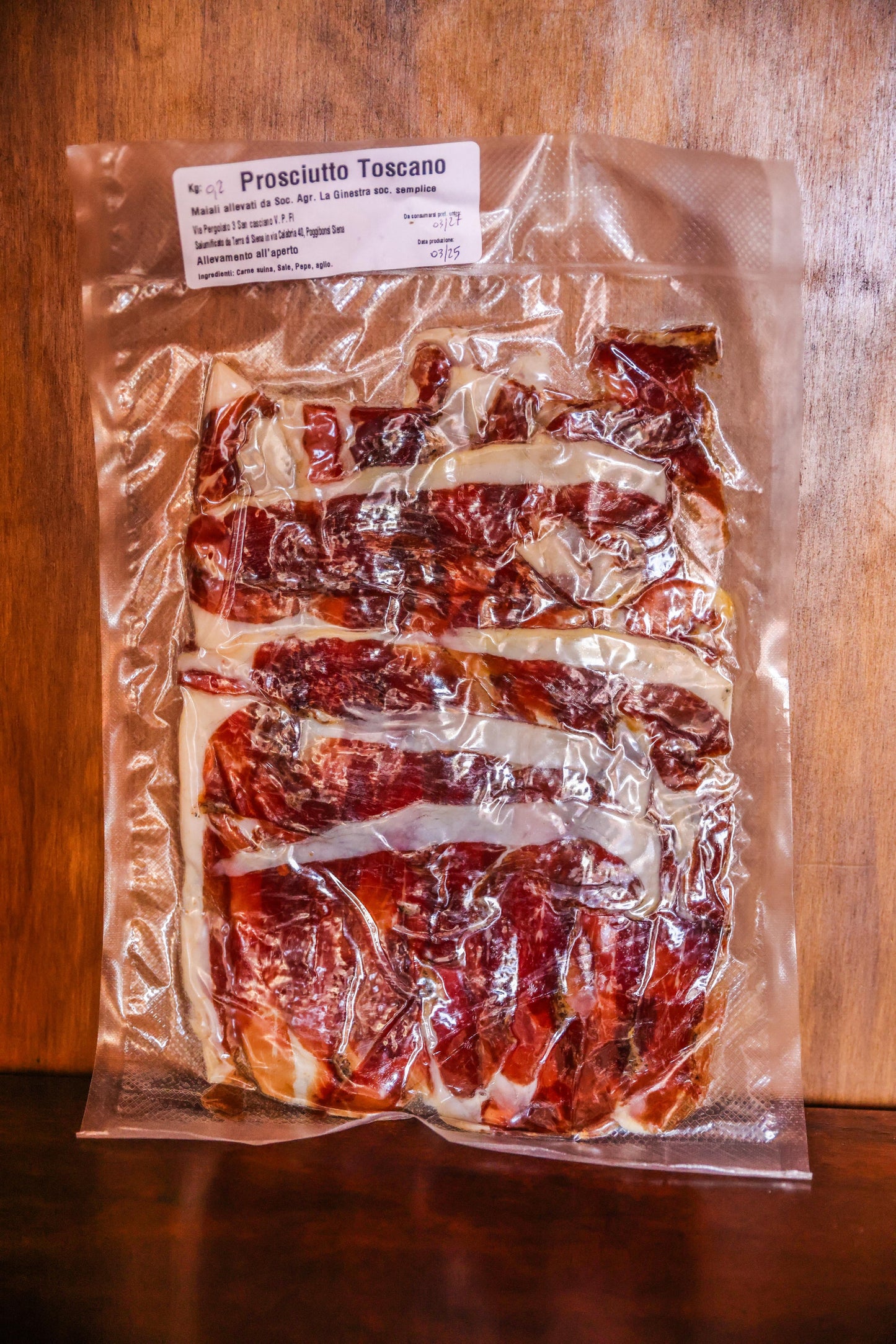 Prosciutto crudo affettato