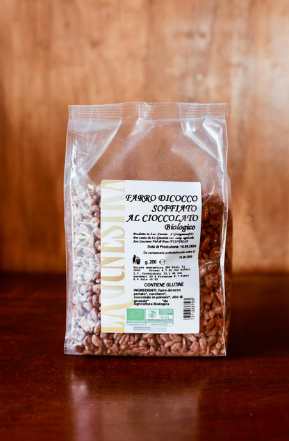 Chocolate puffed spelt